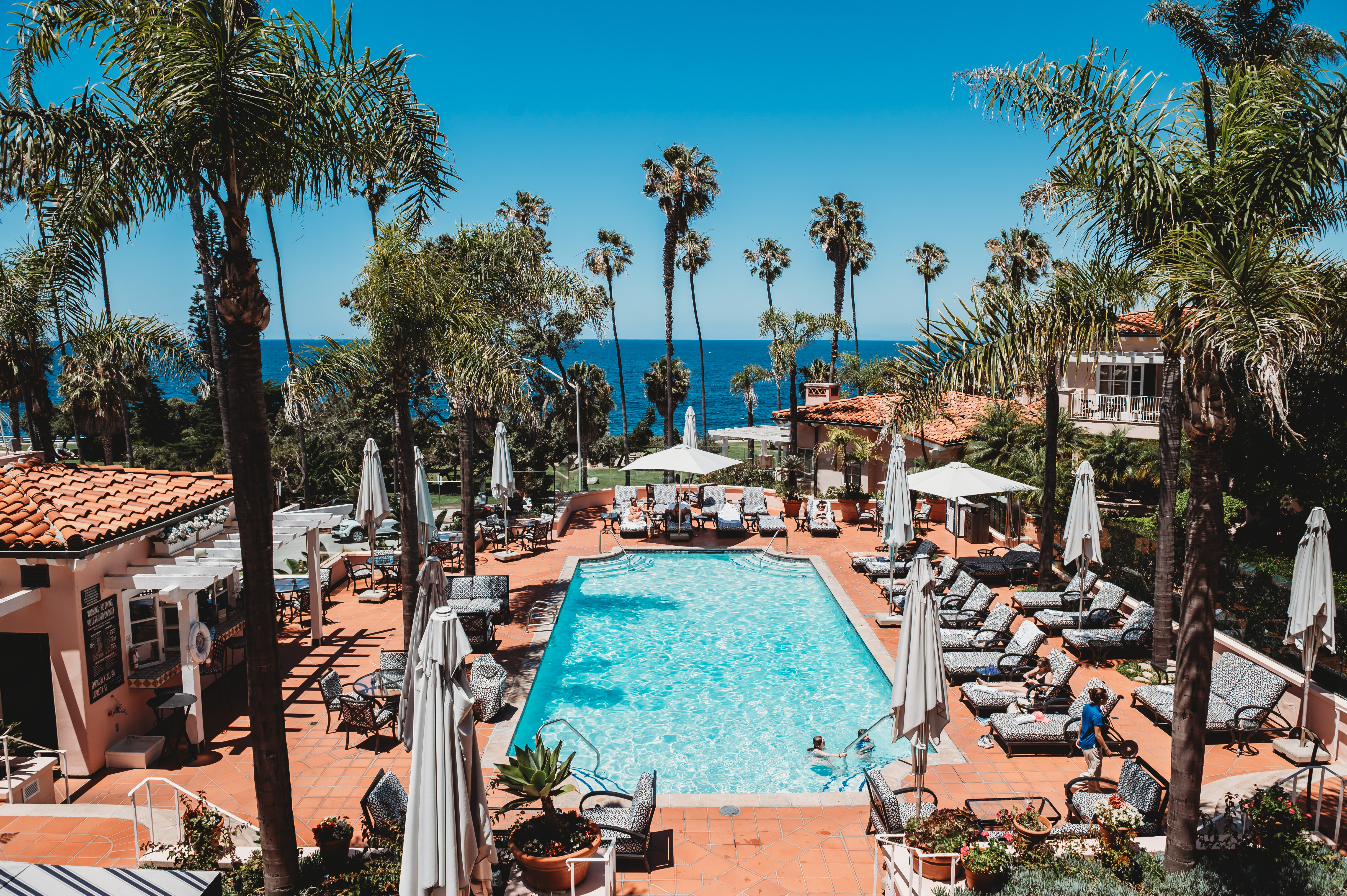 The La Valencia pool and Pacific Ocean during FIRE Summit 2026