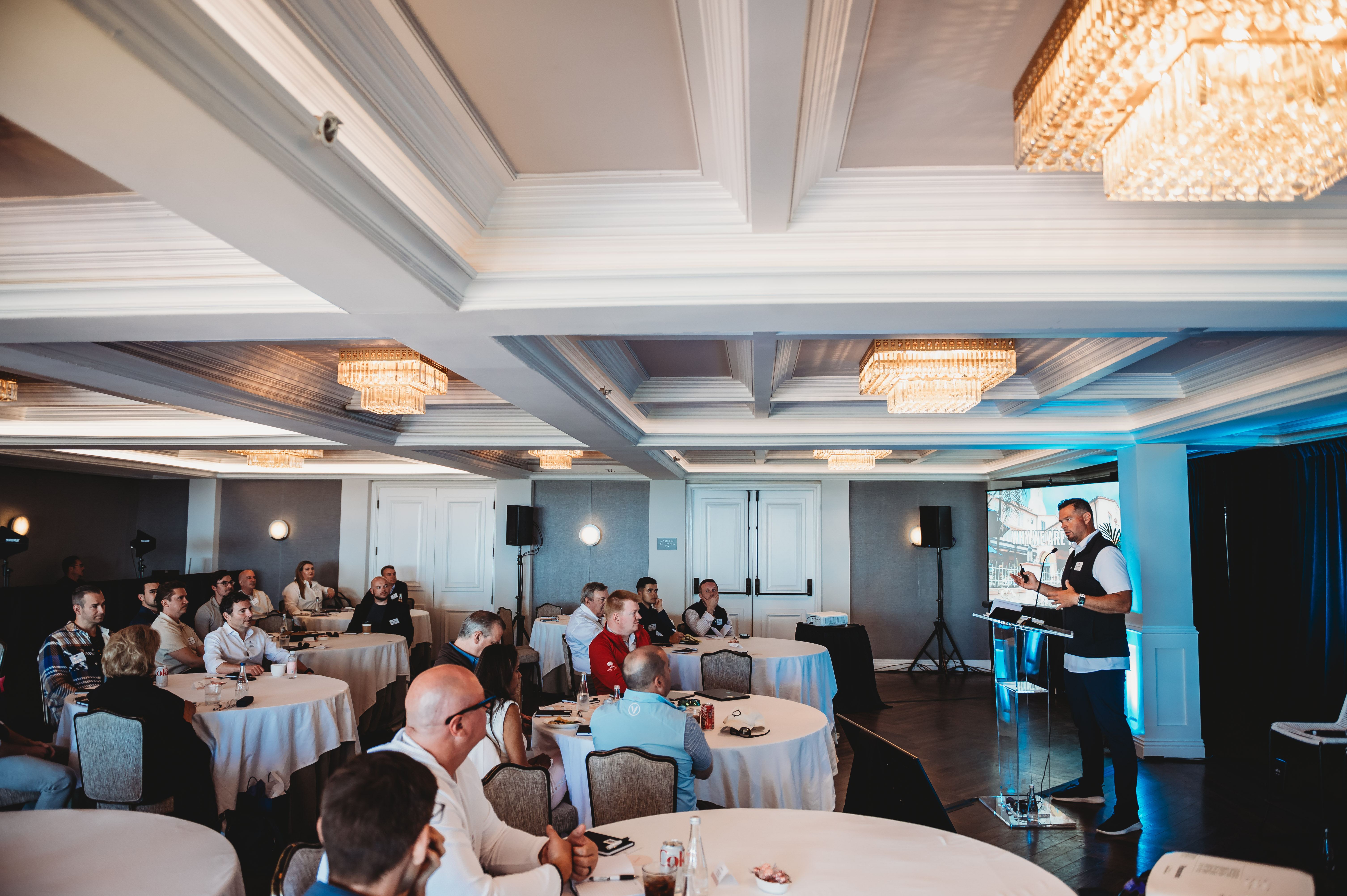 A FIRE Summit 2026 speaker presenting to attendees at La Valencia