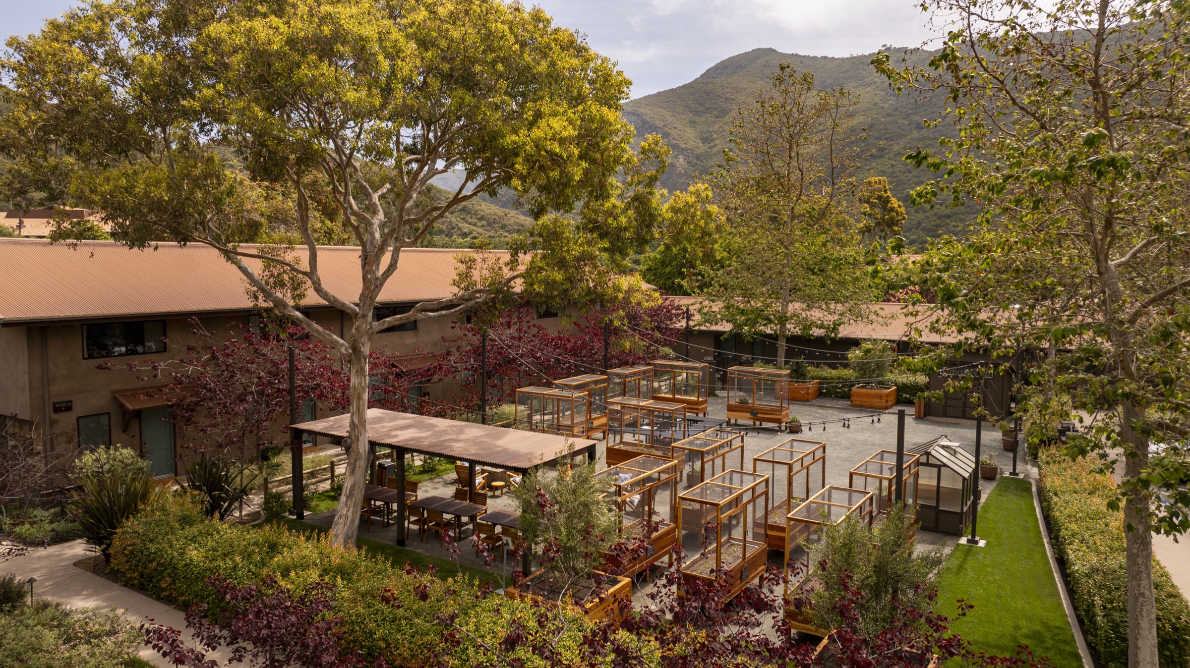 Chef's garden and outdoor gathering spaces at The Ranch at Laguna Beach