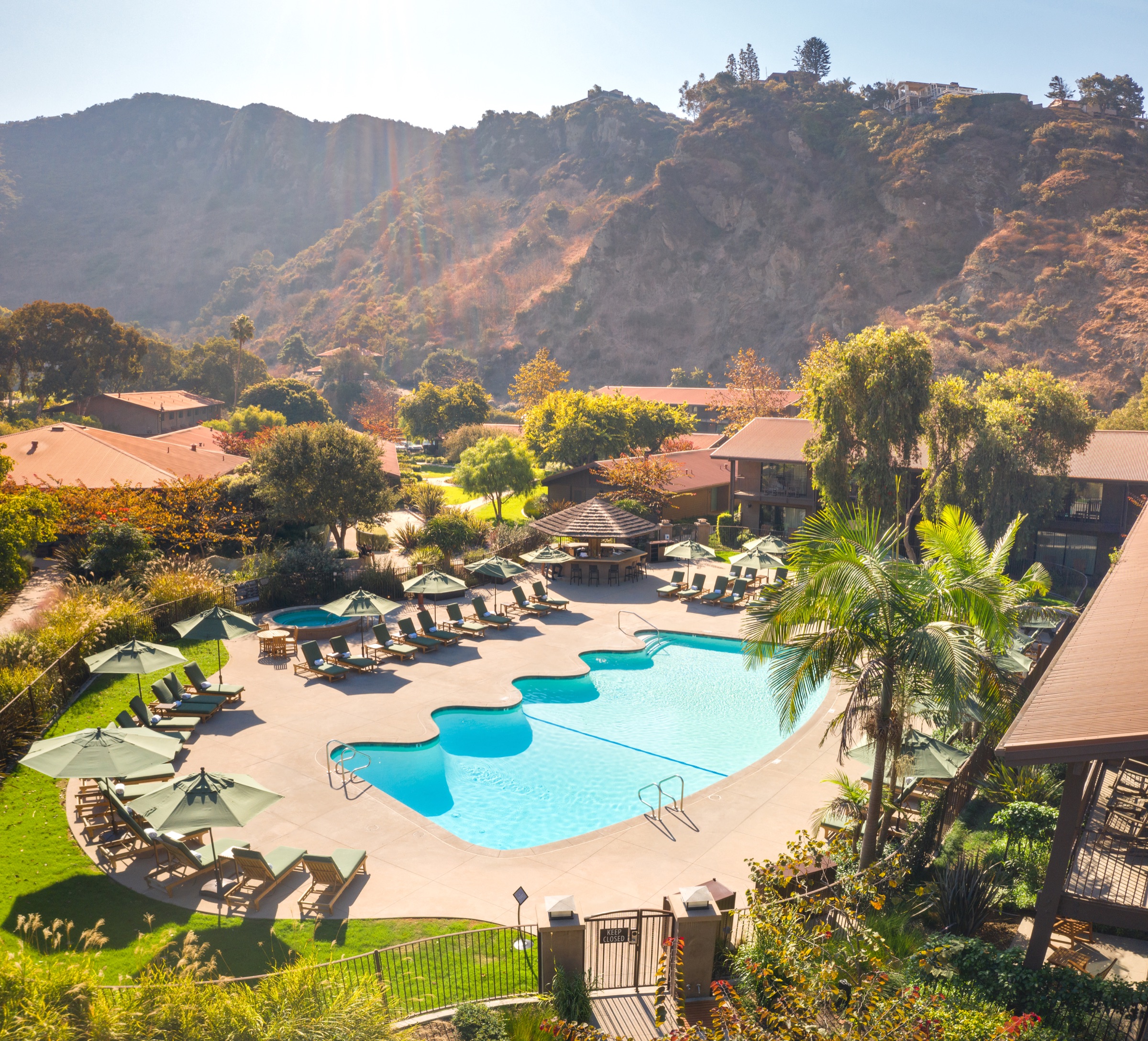Aerial view of the pool and canyon at The Ranch at Laguna Beach