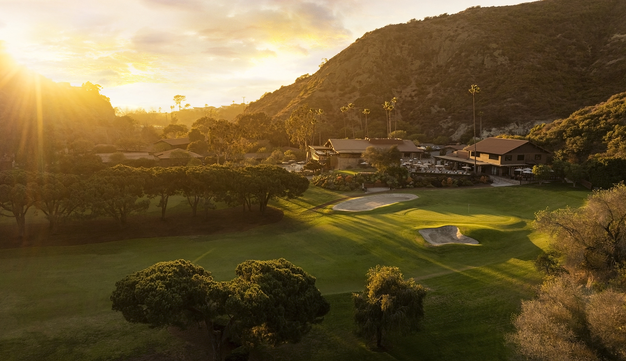 The Ranch at Laguna Beach and its golf course at sunset