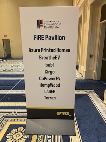 The FIRE Pavilion exhibitor sign at OPTECH